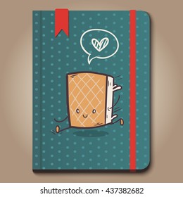 Vintage notebook with ice cream in doodle style