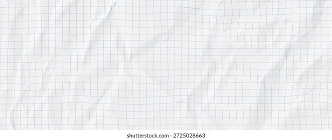 Fondo de papel de cuaderno de Antiguas cuenta con cuadrícula de gráfico cuadrado. Textura blanca arrugada perfecta para el collage de la educación escolar. Limpie la Ilustración vectorial en una bolsa simple.