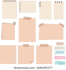 Vintage Notepad und Memo Paper Collection mit Klebeband