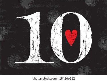 Vintage Number 10 . Vector EPS10 . Grunge effects 