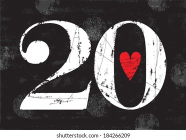Vintage Number 20 . Vector EPS10 . Grunge effects 