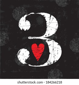 Vintage Number 3 . Vector EPS10 . Grunge effects 