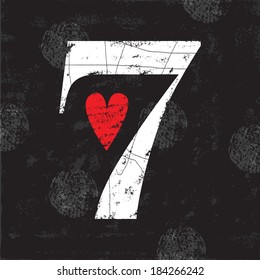 Vintage Number 7 . Vector EPS10 . Grunge effects 