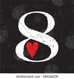 Vintage Number 8 . Vector EPS10 . Grunge effects 