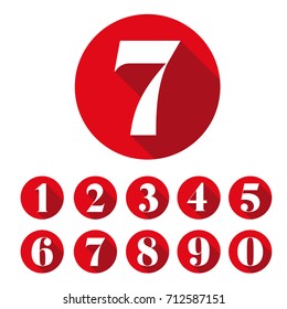 Vintage number set round red vector