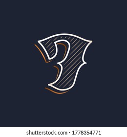 Vintage Number Seven Logo Line Decoration Stock Vector (royalty Free 