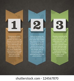 Vintage numbered labels folded. Realistic paper effects. EPS10 vector.