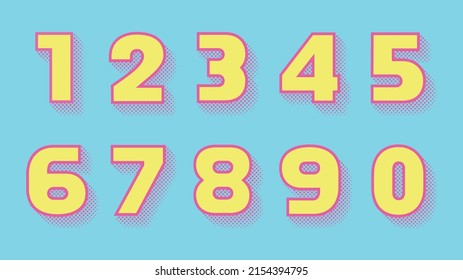 Vintage numbers with halftone effect. .Vector illustration.