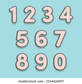Vintage numbers set with halftone effect.