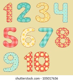 Vintage numbers set. Patchwork series. Vector illustration.