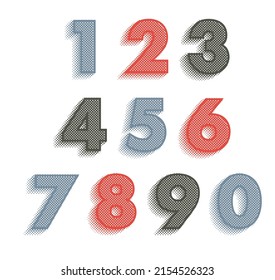 Vintage numbers set.Retro halftone numbers.