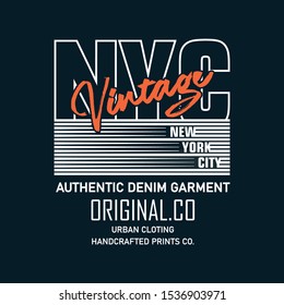 vintage NYC with a cool line design in which there is writing New York City, typography t-shirt design, vector illustration - vector design - stock vector
