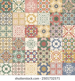 Vintage Nyonya Floor Tiles Seamless Pattern