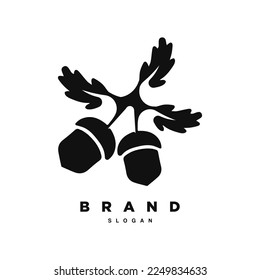 Vintage oak acorn silhouette logo design vector for your brand or business