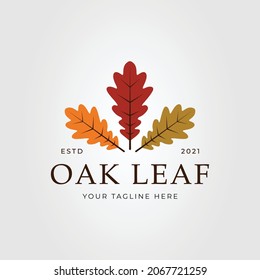 vintage oak leaves logo vector illustration design