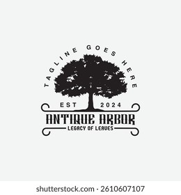 Vintage Oak Tree Logo, Elegant Tree of Life Logo, Minimalist Arbor Logo