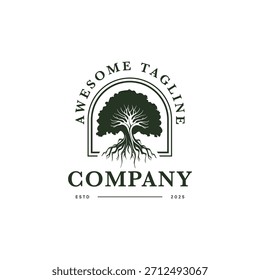 Vintage Oak Tree Logo Elegant Nature Badge Emblem Design