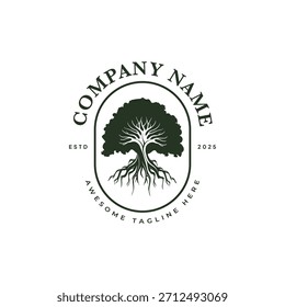 Diseño elegante del emblema de la insignia de la Naturaleza del árbol del roble de Antiguas