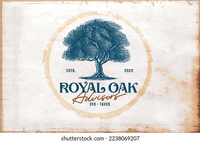 Vintage oak tree logo template	