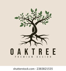 diseño de ilustración minimalista vectorial del logotipo del árbol de roble vintage