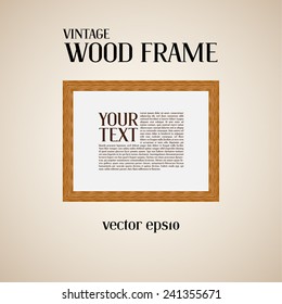 Vintage oak wood frame vector for image or text