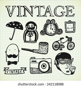 vintage object in doodle style 