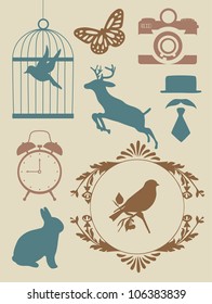 vintage objects collection. vector illustration