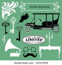 vintage objects collection. vector illustration