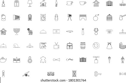 Vintage objects concept black color set outline style