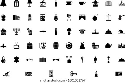 Vintage objects concept black color set solid style