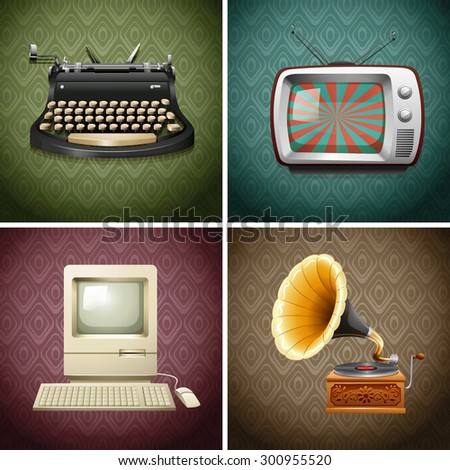Vintage objects electronic and manual