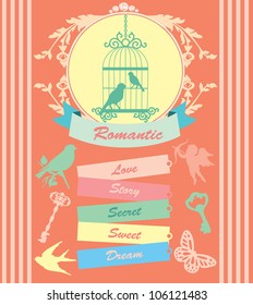 vintage objects scrapbook collection. vector illustration