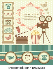 vintage objects scrapbook collection. vector illustration