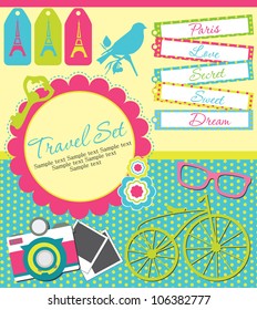 vintage objects scrapbook collection. vector illustration