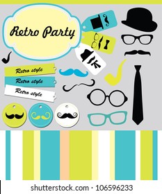 vintage objects scrapbook collection. vector illustration