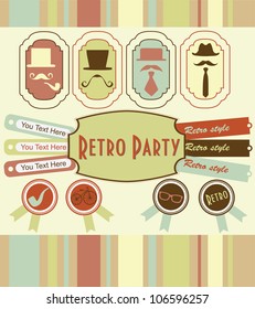 vintage objects scrapbook collection. vector illustration