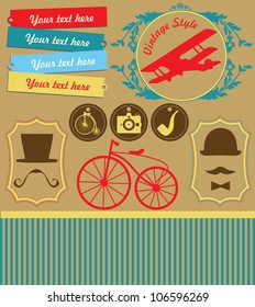 vintage objects scrapbook collection. vector illustration