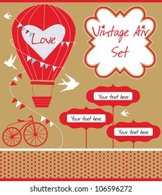vintage objects scrapbook collection. vector illustration