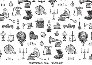 Vintage Objects Vector Graphic Pattern