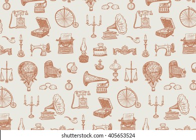 vintage objects vector graphic pattern