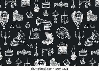 vintage objects vector graphic pattern