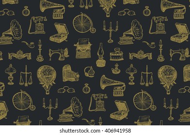 vintage objects vector graphic pattern