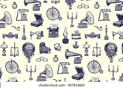 vintage objects vector graphic pattern