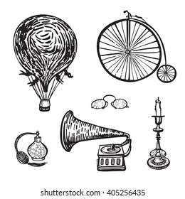 vintage objects vector graphic set