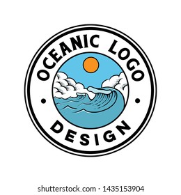 vintage ocean wave logo design
