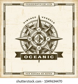 Vintage Oceanic Label. Editable EPS10 vector illustration in retro woodcut style with transparency.