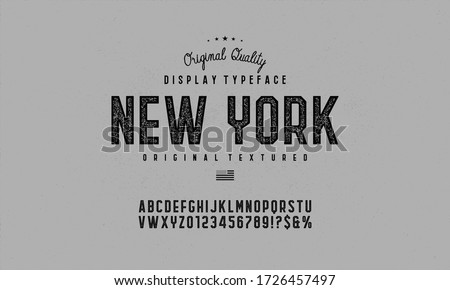 Vintage, octagonal, textured bold font with grunge effect. Vector alphabet letters, typeface.