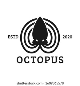 Vintage Octopus logo design vector illustration  template