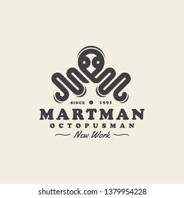 vintage octopus logo template
