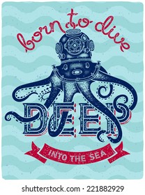 Vintage octopus poster